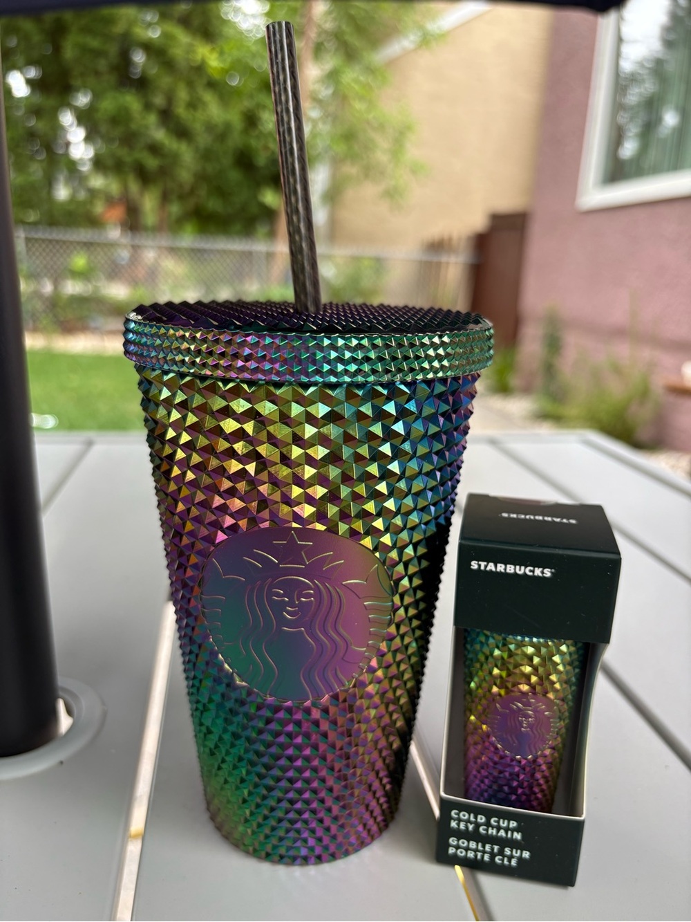Starbucks “Oil Slick” Iridescent Studded Cold Cup Set 16oz